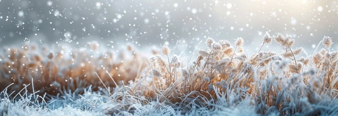 Wall Mural - Frosty Branches Under a Winter Snowfall