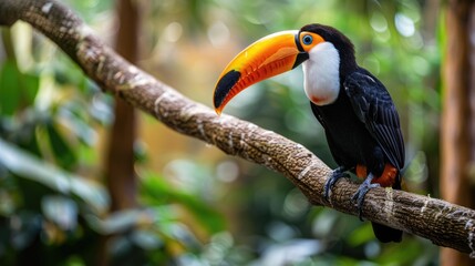Brazil Toucan - Exotic Tropical Bird with a Stunning Bill in Amazon Reserve