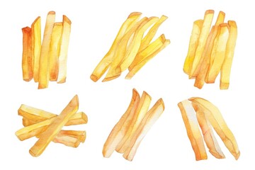 Poster - Image of French fries on a white background