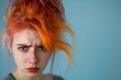 © Serhii - Bad Hair Color. Unhappy Woman Upset with Unhealthy Dye Result on Background