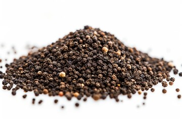 Wall Mural - A photo of a pile of black pepper on a white surface