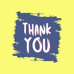 Sticker - thank you banner design with blue and yellow shades