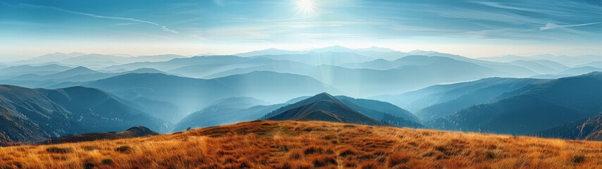 Sticker - Mountain Range View From Peak On Sunny Day