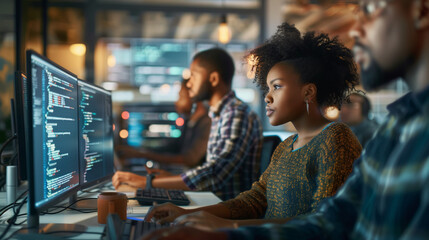 computer programmers at computers in an office