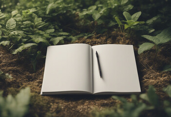 Blank book blank mockup placed on vegetation notebook mockup mockup on nature background 04