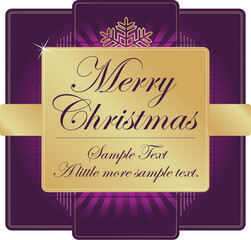 Wall Mural - Ornate Purple and Gold Christmas Label with room for your own text.