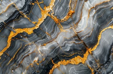 Wall Mural - Close Up View of Gray and Gold Marble Stone