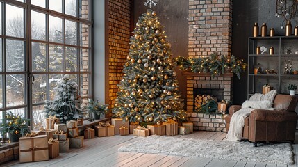 Canvas Print - Cozy Christmas Interior Design