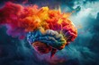© Fotograf - An illustration of a brain with colorful smoke emerging, ideal for representing creative thinking or innovative ideas