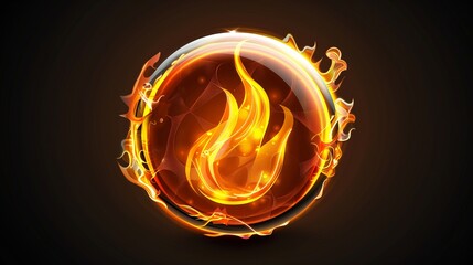 Poster - Glowing Fiery Symbol Encased in an Illuminated Circular Emblem