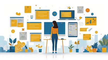 vector, illustration, Web design template. Vector illustration concept of website design and development, app development, seo, business presentation, marketing