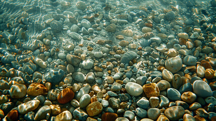 Wall Mural - Vibrant coral reefs teeming with fish in clear ocean water