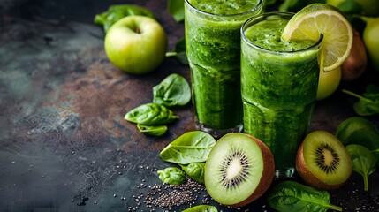 Green smoothie at the glasses.
