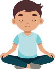 Wall Mural - A vector illustration of a young boy engaging in meditation, displaying calmness and serenity.