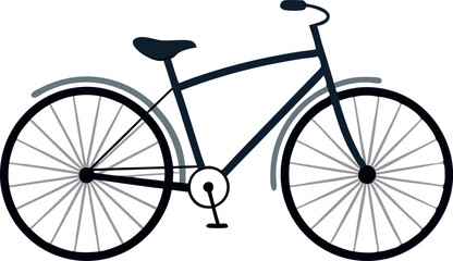 Minimalist illustration of a classic bicycle in black and gray, perfect for cycling themes and transportation concepts.