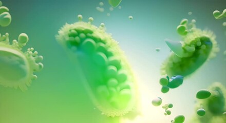 Wall Mural - Good and bad bacteria salmonella e coli cyanobacteria bacillus 4k animation