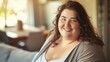 © Mechastock - Portrait of a smiling happy fat woman in her home