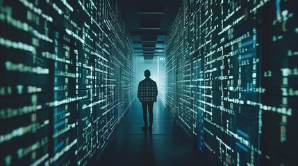silhouette of a person with a code