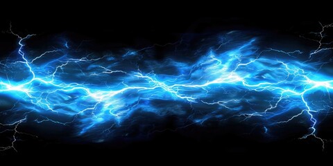 Canvas Print - a dark blue and black background with flashing lightning effects