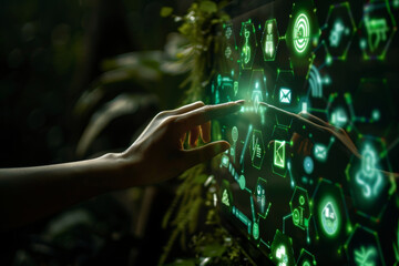 Poster - hand_touching_a_virtual_data_screen