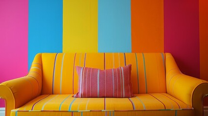 Wall Mural - Vibrant stripes pattern painted on a bold wall