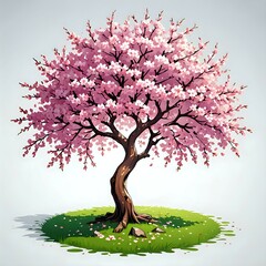 Wall Mural - Cherry blossom tree isolated on white backdrop