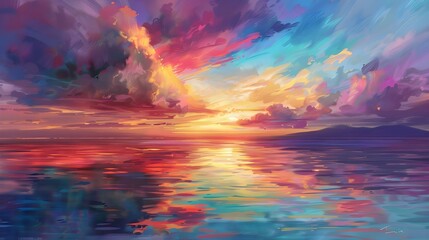 Smooth water and colorful sky