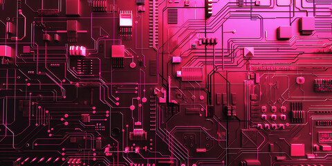 Aufkleber - abstract pink circuit board forming a technological background