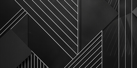 Black and white abstract geometric background forming a three dimensional space