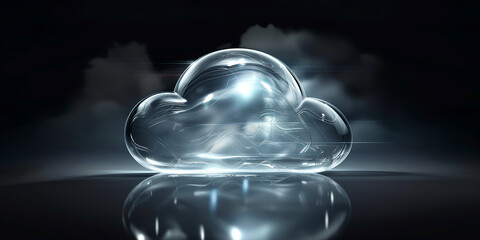 Wall Mural - Cloud computing technology symbol light trail reflection