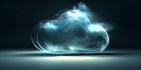 Poster - Cloud computing technology concept with glowing cloud symbol