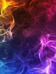 Sticker - abstract desktop background of dark multicoloured smoke swirling 