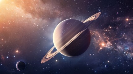 planet saturn in space with stars