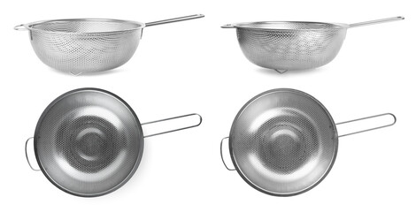 Poster - Clean sieves isolated on white, top and side views