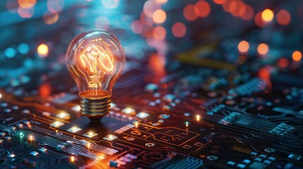 Illuminating Innovation: A Light Bulb on a Circuit Board