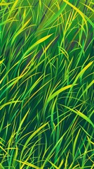 Poster - vector green grass seamless pattern, Rainbow color 