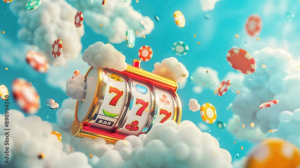 A fun and cheerful sky casino and slot game, a refreshing blue theme set in a lively and joyful sky with moving clouds.