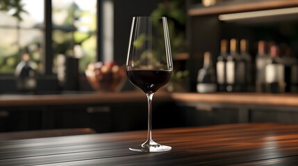 4. An elegant crystal wine glass with a rich red wine