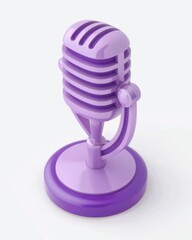 Wall Mural - isometric icon podcast emoji, bright Purple colours