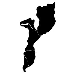 Wall Mural - mozambique map silhouette on transparent background