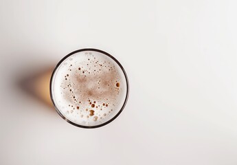 Wall Mural - Close-Up of Frothy Beer in a Glass, Aerial View