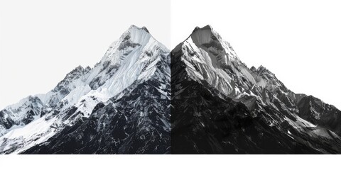 Sticker - majestic mountain, differences exact same image, left side white background at daylight, right side black background at midnight 