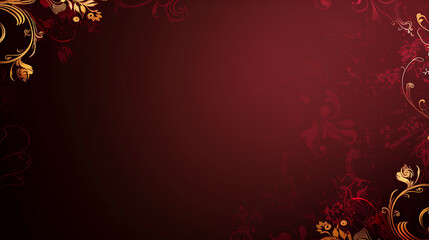 Poster - Red Floral Design with Golden Accents