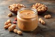 © tammanoon - Creamy peanut butter in sealed glass jar, container, food, healthy, isolated, spread