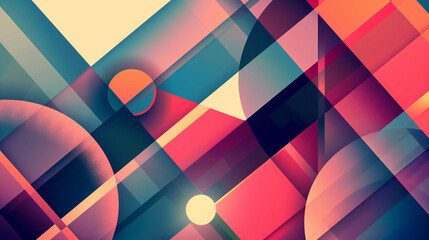 Poster - Abstract Geometric Background: Bold Shapes and Dynamic Composition in Modern Art Style