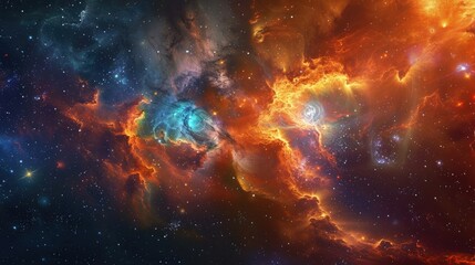 Wall Mural - Cosmic behemoths of stellar energy and celestial gravity locked in an eternal embrace amidst the cosmic dance of supernovae and quasars.