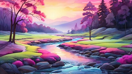 Wall Mural - sunrise in the mountains