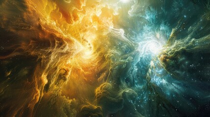 Wall Mural - ethereal entities of cosmic serenity and astral fury locked in an eternal struggle amidst the ever-e