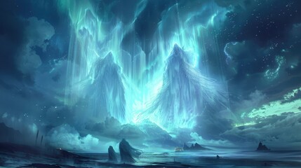 Wall Mural - ethereal phantoms of hope and despair locked in an eternal struggle within a realm of drifting mists