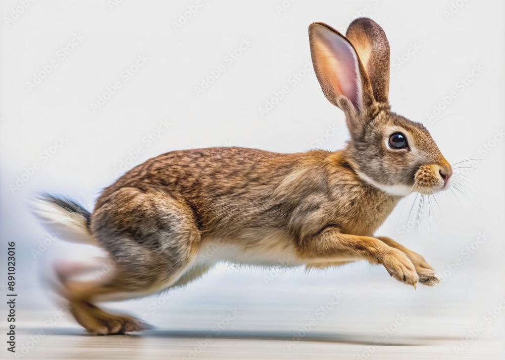 Fast-moving rabbit in motion, isolated on transparent background ...